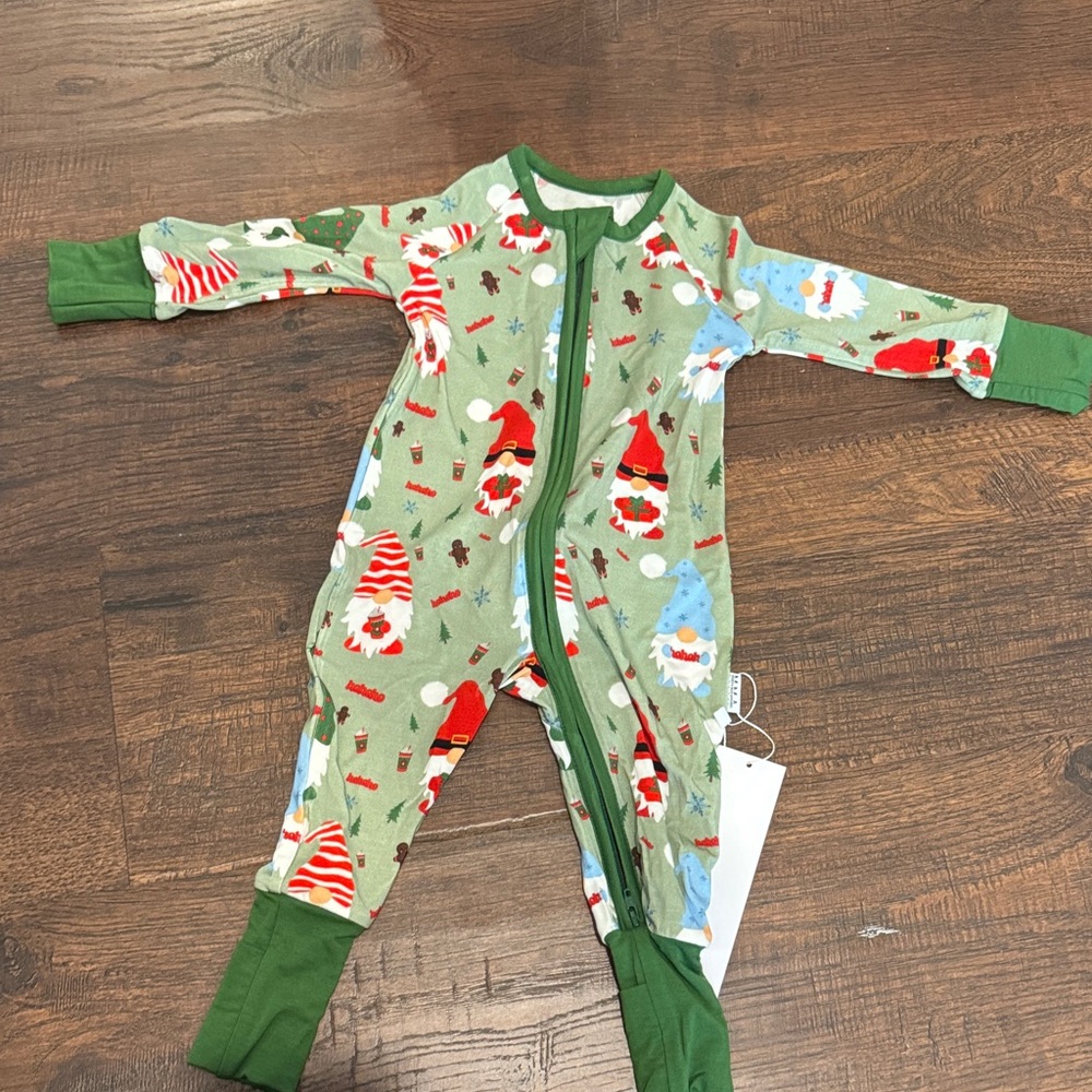 Santa Print Kids Footie Pajamas